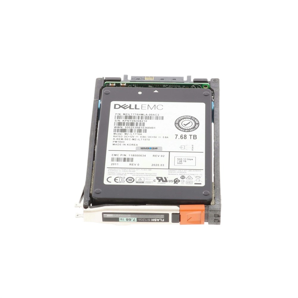 D4F-D2SFXL2-7680 Жесткий диск 7.68TB SSD 2.5 12G SAS 520 UNITY