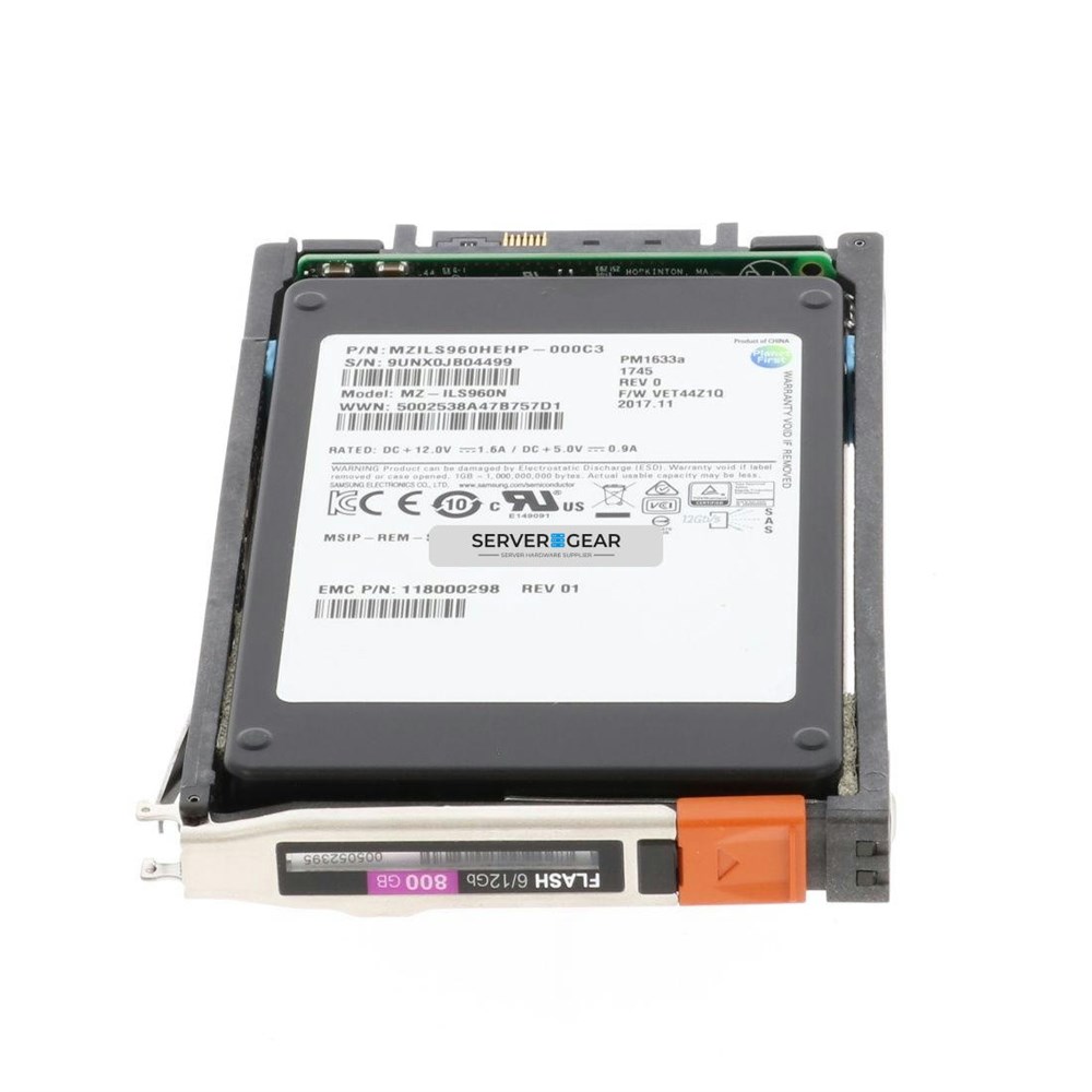 5052156 Жесткий диск EMC 800GB SSD 2.5 SAS 12G UNITY 300 300F 350F 400