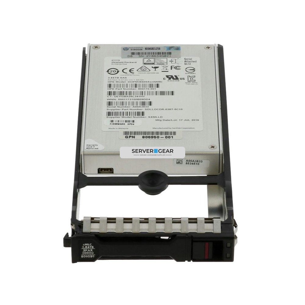 DOPM3840S5XNNMRI-2-S Жесткий диск HP 3.84TB SAS SFF SSD for 3PAR 20000