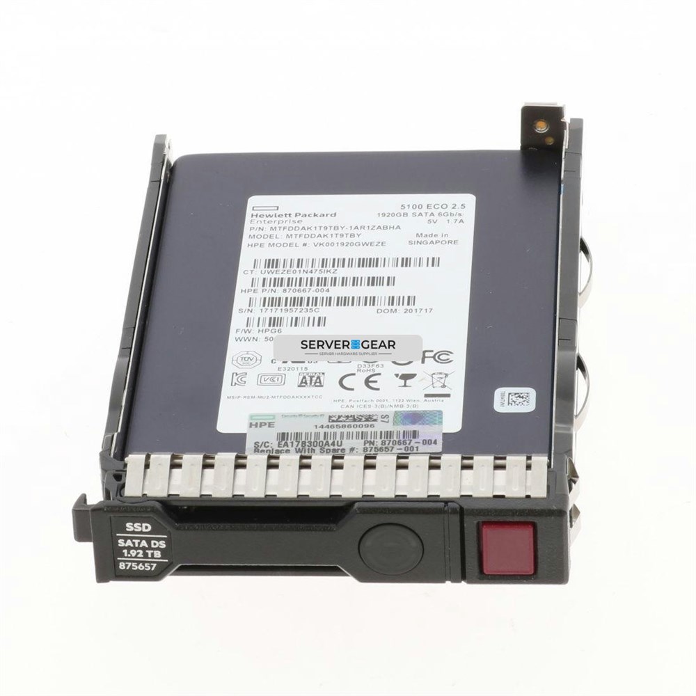 VK001920GWEZE-G8-SFF Жесткий диск HP 1.92TB SATA 6G RI SFF SSD for G8-G10 Servers